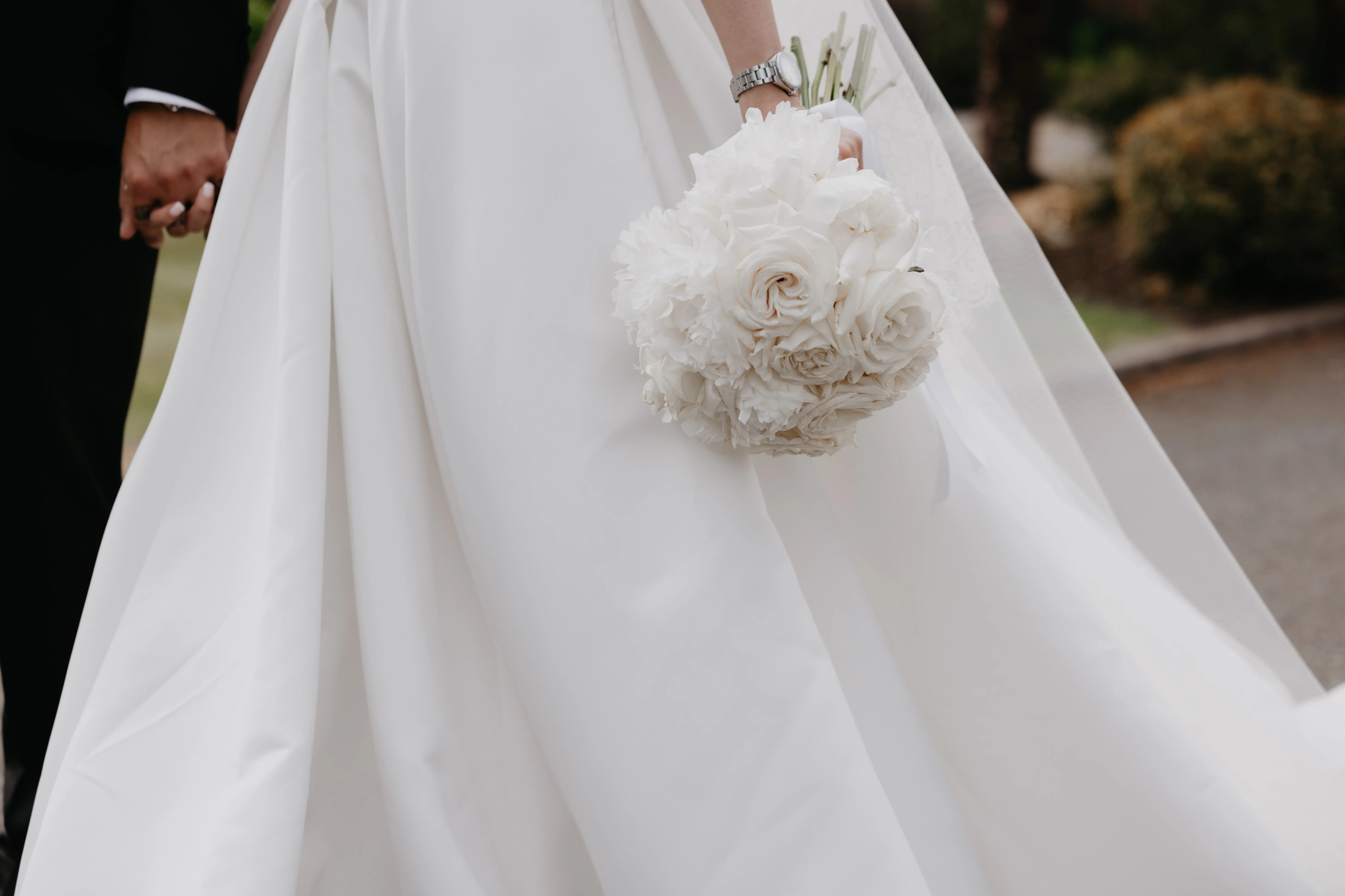 White rose and peony bridal bouquet. Liverpool wedding florist Booker Weddings